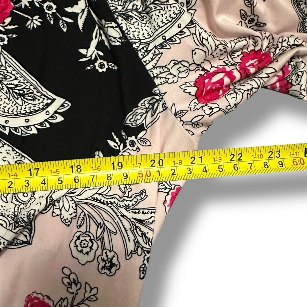 Linea‎ Donatella Black Pink Paisley Floral Long Sleeve Tie Waist Robe L/XL Boho - Picture 5 of 7